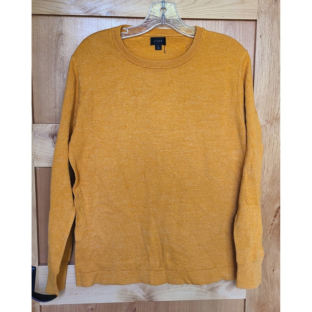 J.Crew Sz S Mustard Yellow 100% Cotton Crew Neck Sweater‎ Minimal Classic